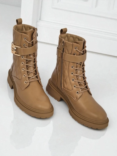 Bottines matelassées pour femmes en cuir écologique Sable Rose