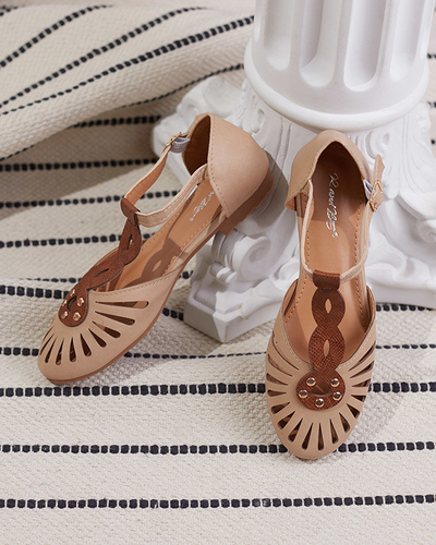 Ballerines femme beiges ajourées avec découpe sur les côtés Erraf-Footwear