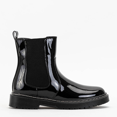 Boots femme laquées noires a'la Jodhpur boots Tinara - Footwear