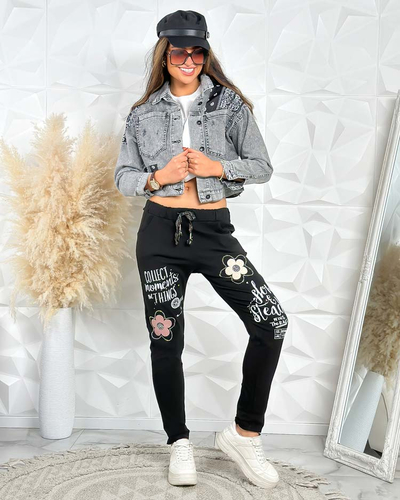 Royalfashion Veste en jean imprimée pour femme