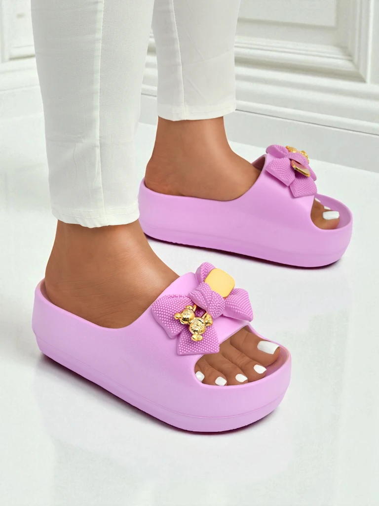 Royalfashion Tongs en caoutchouc pour femme avec nœud décoratif Alday