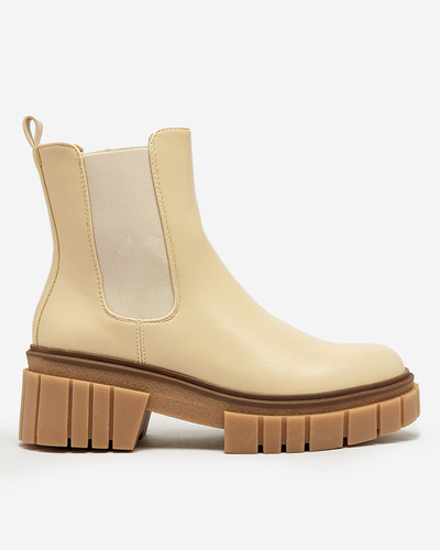Royalfashion Bottes pour femme beige à semelle solide Eferope