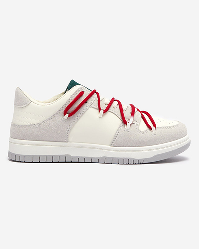 Baskets de sport pour femmes blanches et grises avec lacets rouges Olierinc - Chaussures