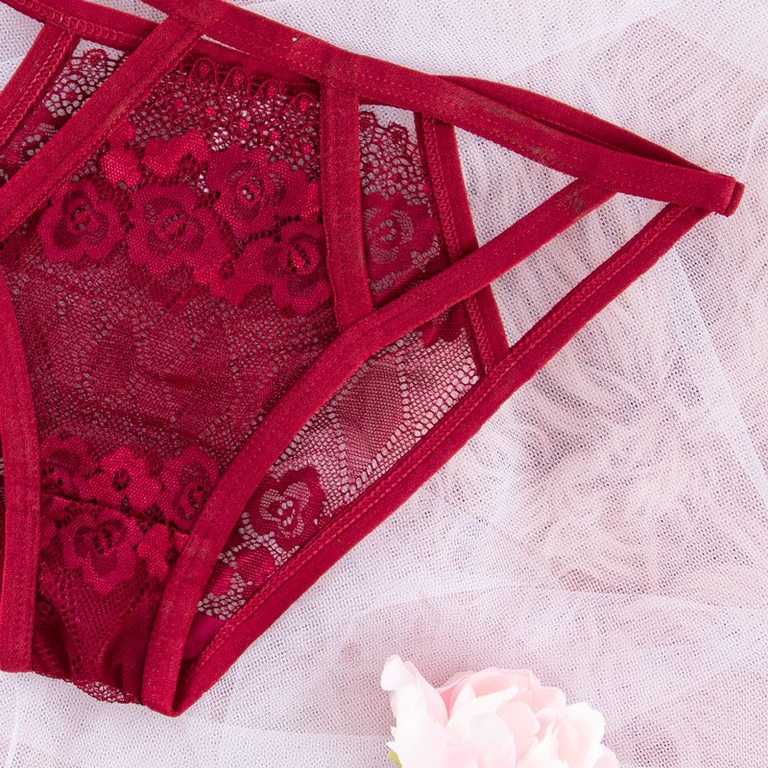 Culotte pour femme en dentelle bordeaux - Sous-vêtements