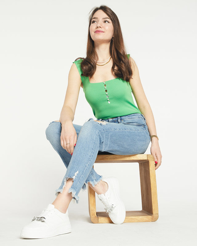 Top vert femme avec boutons a'la zircons cubiques - Vêtements