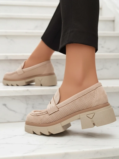Mocassins ajourés beige pour femme sur une semelle solide Ejina - Footwear