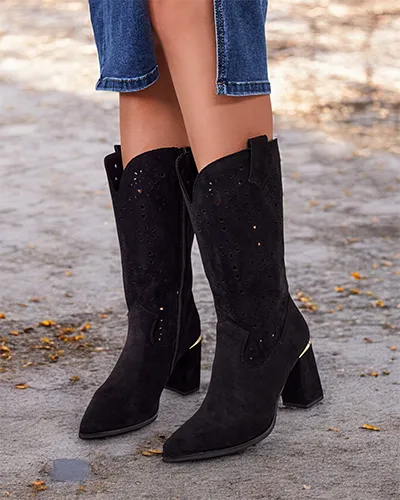 Royalfashion Evolle bottes à talons aiguille ajourées