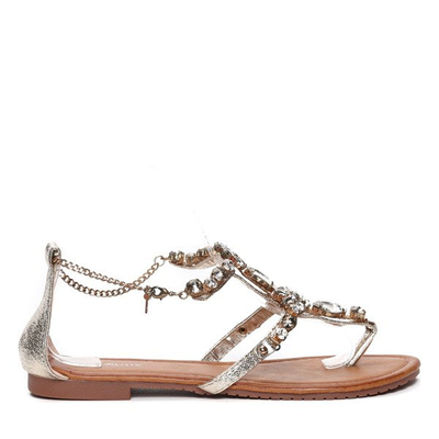 Sandales dorées avec pierres décoratives Jazlyn- Chaussures 1