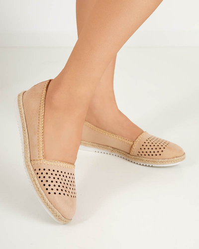 OUTLET Espadrilles femme beiges ajourées à enfiler Terila - Chaussures
