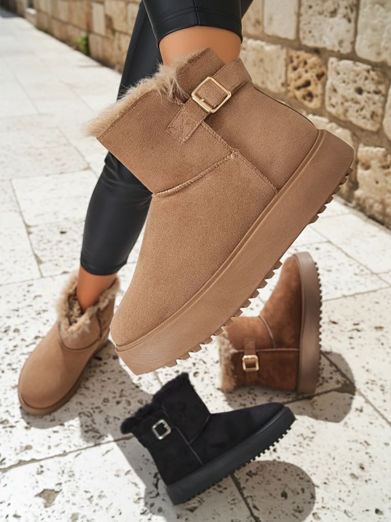 Royalfashion Bottes courtes style bottes de neige pour femmes Winter Crest