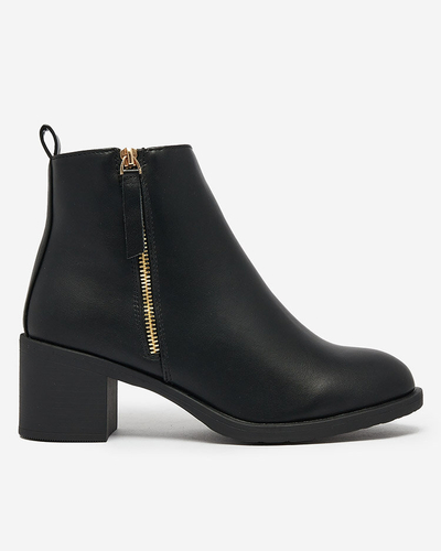 Royalfashion Bottes basses à talon aiguille pour femmes en cuir écologique noir Rejerry