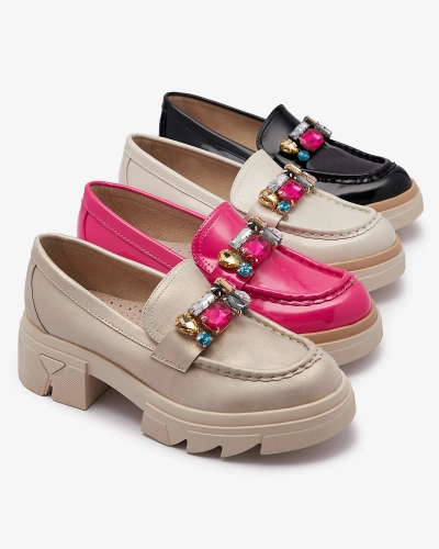 Mocassins noirs laqués avec pierres colorées Sarix - Footwear