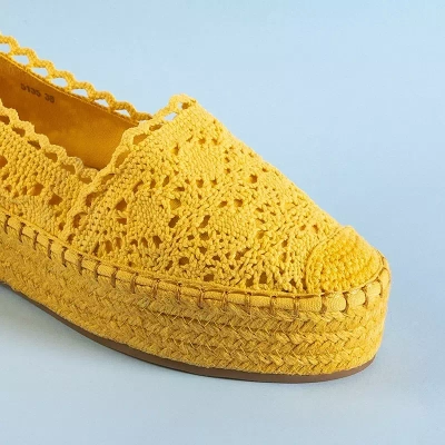 OUTLET Espadrilles femme jaunes ajourées sur la plateforme Abra - Chaussures