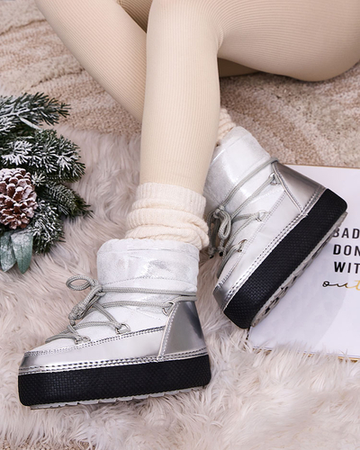 Royalfashion Bottes de neige à lacets pour femme Yevnoie