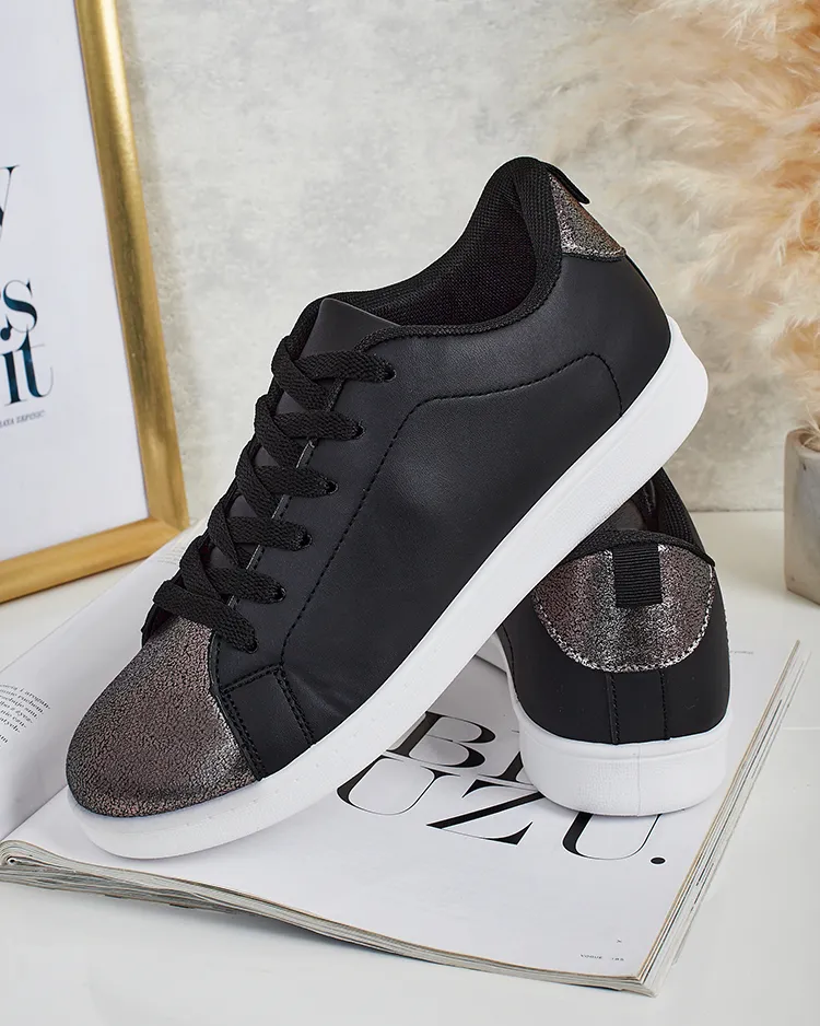 Sneakers pour femmes Calista Nero - chaussures plates en cuir noir pour le printemps