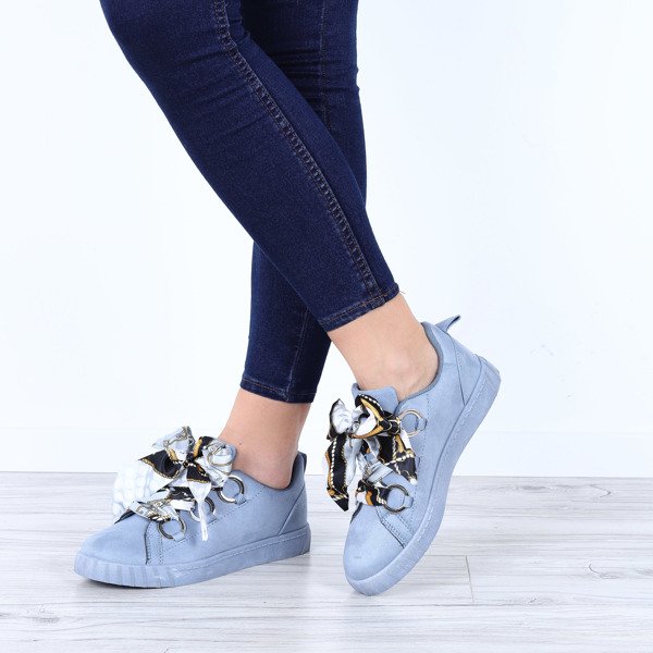 Jasnoniebieskie tenisówki ze wstążką Cindy- Obuwie