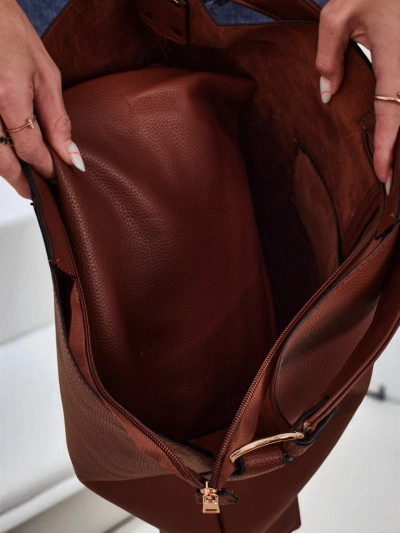 Aurelia Grande Camel - Grand sac A4 en cuir écologique, bandoulière, fermeture éclair, shopper élégant