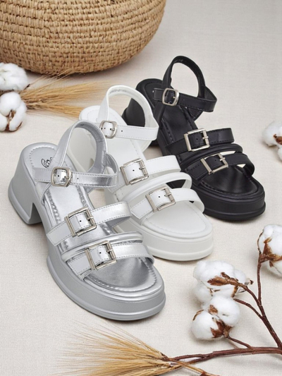 Royalfashion Sandales à talon bas pour femme Otteze