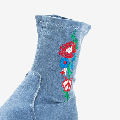 Bottes à talon plat bleues avec broderie Muraja - Footwear