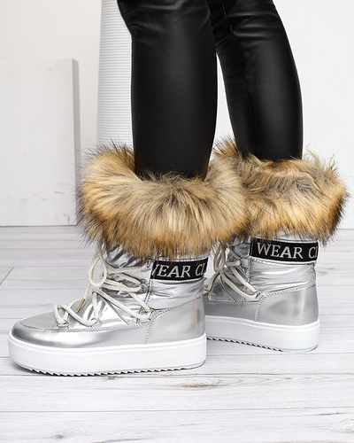 Bottes de neige laquées argentées pour femme Fursav - Footwear