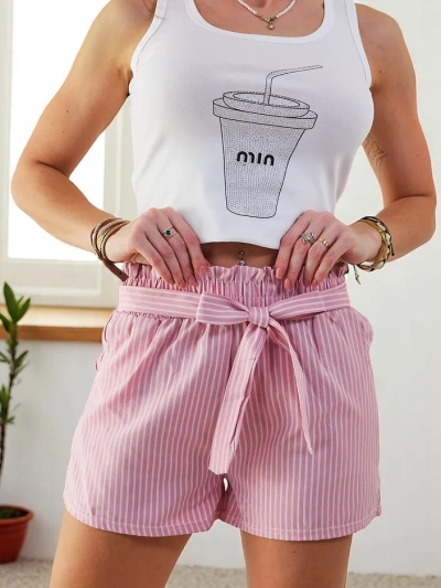 Shorts pour femmes Royalfashion avec élastique et cordon de serrage à la taille dans un motif rayé