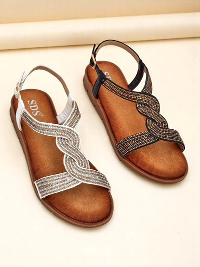 Royalfashion Sandales pour femmes avec brides décoratives Aria Shine