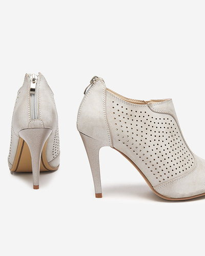 OUTLET Sandales femme grises ajourées à talon haut Somigo - Souliers