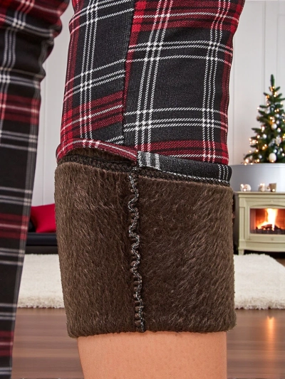 Royalfashion Teggings pour femme à carreaux réchauffés