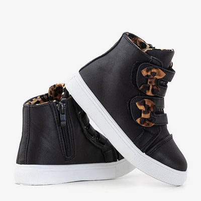 Baskets de sport pour enfants noires à nœuds Pantloye - Footwear