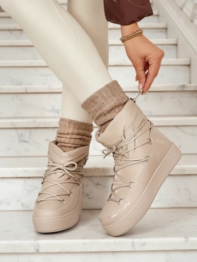 Royalfashion Bottes à enfiler pour femmes bottes de neige a'la en marron clair Vevnose