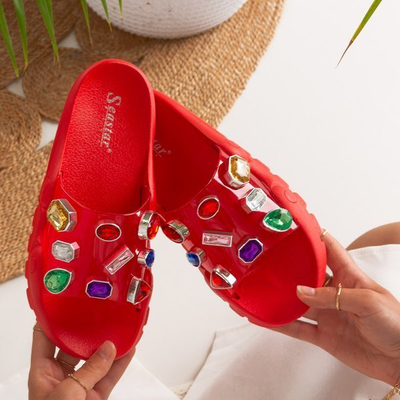 Sandales rouges avec pierres Tamarice - Footwear