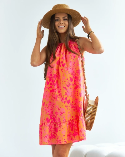 Royalfashion Robe courte fleurie orange-rose