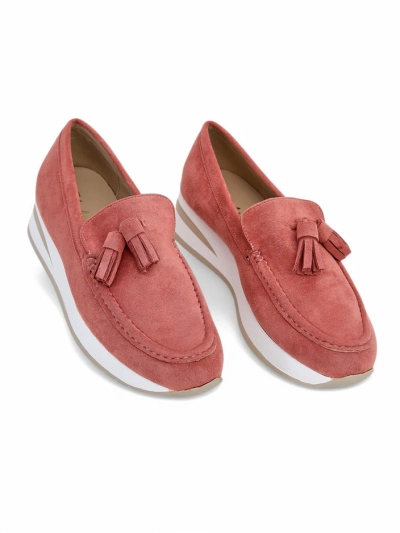 Mocassins pour femmes Ariadne roses compensés en cuir écologique décontracté