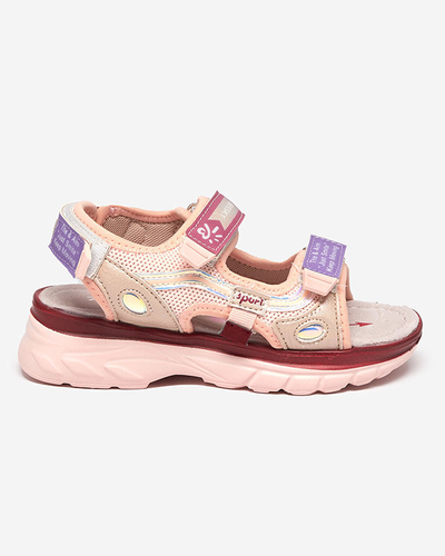 Sandales roses pour enfants avec empiècements colorés Meniko - Chaussures