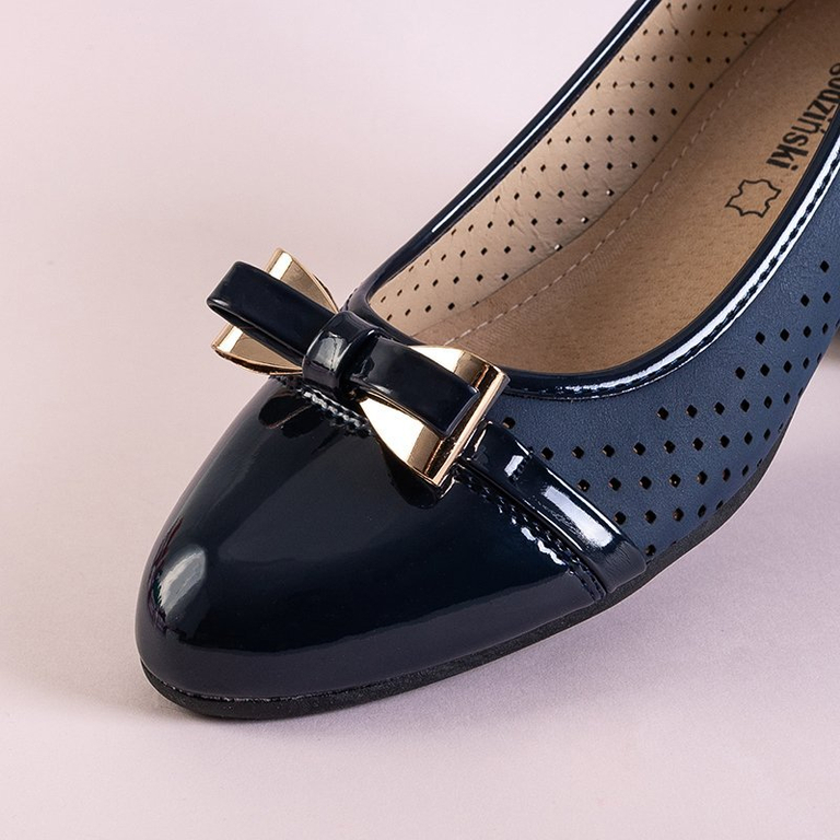 OUTLET Ballerines femme bleu marine à nœud Frankia - Chaussures