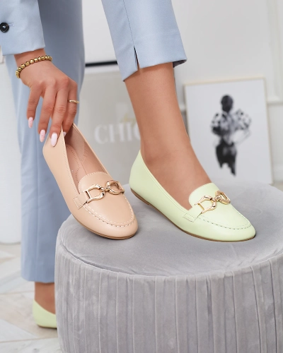 Mocassins pour femme en éco-cuir vert avec embellissement Wiwet-Footwear