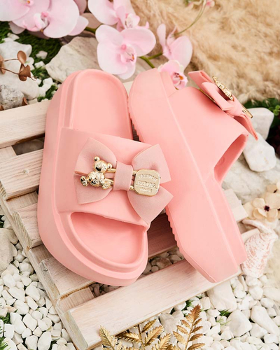 Royalfashion Tongs en caoutchouc pour femme avec nœud décoratif Apis