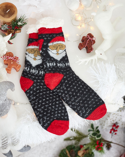 Royalfashion Chaussettes noires chauffées de Noël pour femmes