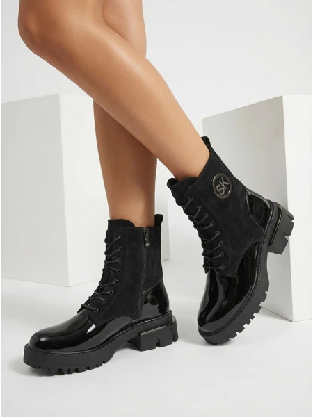 Bottines pour femmes en cuir écologique et daim écologique Lalunes