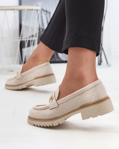 Mocassins ajourés crème pour femme avec chaîne Imerila - Chaussures