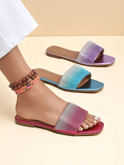 Royalfashion Sandales pour femmes ShinyGlow avec zircons