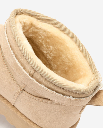 Royalfashion Chaussures pour femmes marron clair a'la bottes de neige avec ornement Parisela