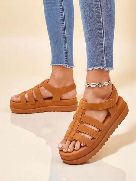 Sandales pour femmes Callista Camel sur plateforme Royalfashion cuir écologique