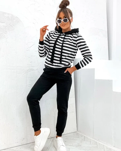 Royalfashion Ensemble coton rayé pour femme