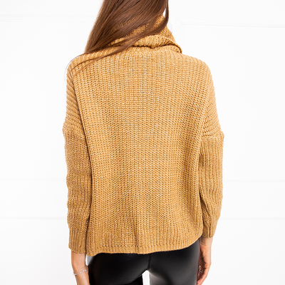 Pull court à col roulé pour femmes marron clair - Vêtements