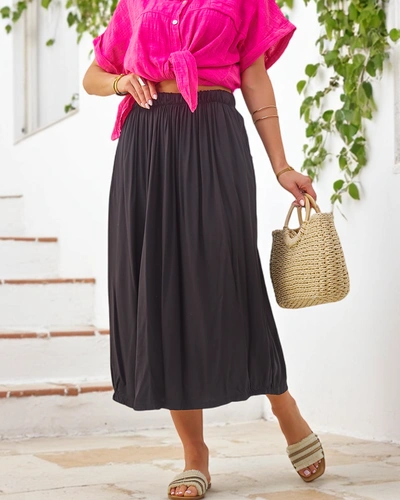 Jupe midi tissée Royalfashion pour femmes, d'été et fluide avec deux poches