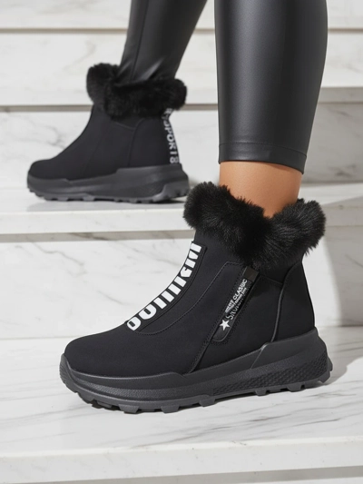 Valentina Bottines Noires avec Fourrure