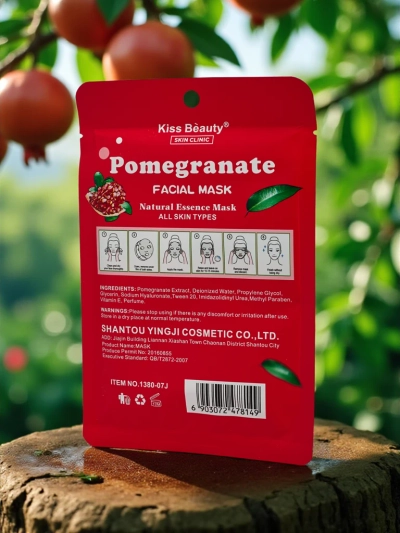 Masque facial en tissu à la grenade - illumine et raffermit la peau
