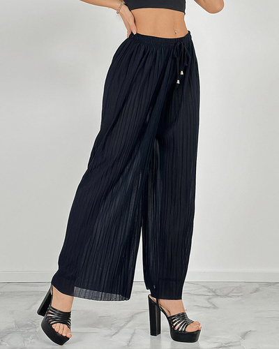 Royalfashion Pantalon large à plis pour femme