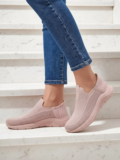 Baskets pour femmes Apollo Rosa - chaussures roses slip-on en tissu à semelle plate